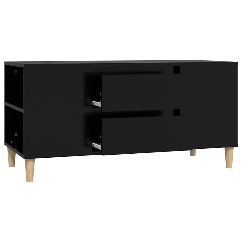 vidaXL TV Cabinet Black 102x44.5x50 cm Engineered Wood 6
