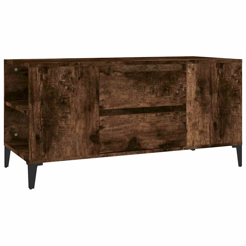 vidaXL TV Cabinet Smoked Oak 102x44.5x50 cm Engineered Wood 2
