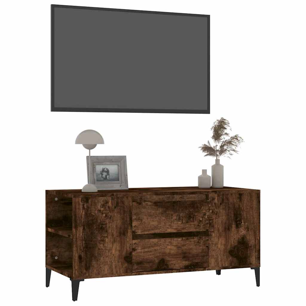 vidaXL TV Cabinet Smoked Oak 102x44.5x50 cm Engineered Wood 4