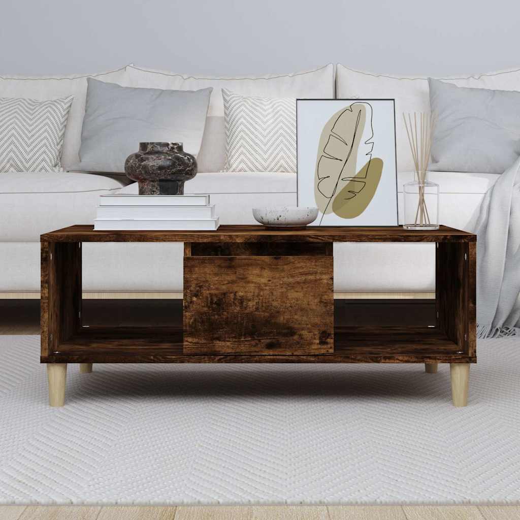 vidaXL Coffee Table Smoked Oak 90x50x36,5 cm Engineered Wood 3