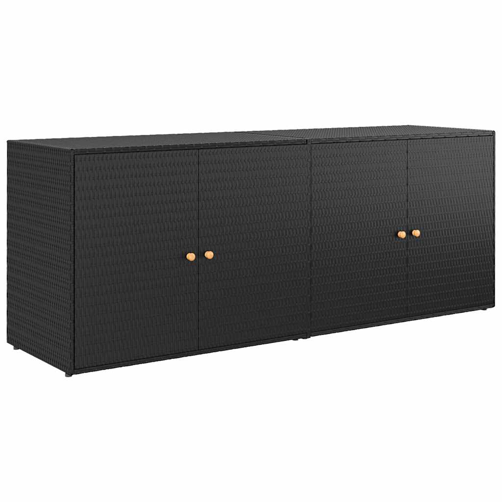 vidaXL Garden Storage Cabinet Black 198x55.5x80 cm Poly Rattan 2