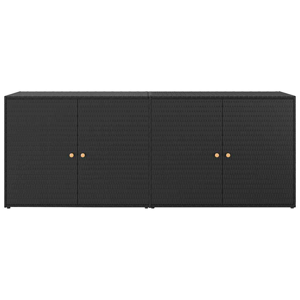 vidaXL Garden Storage Cabinet Black 198x55.5x80 cm Poly Rattan 4
