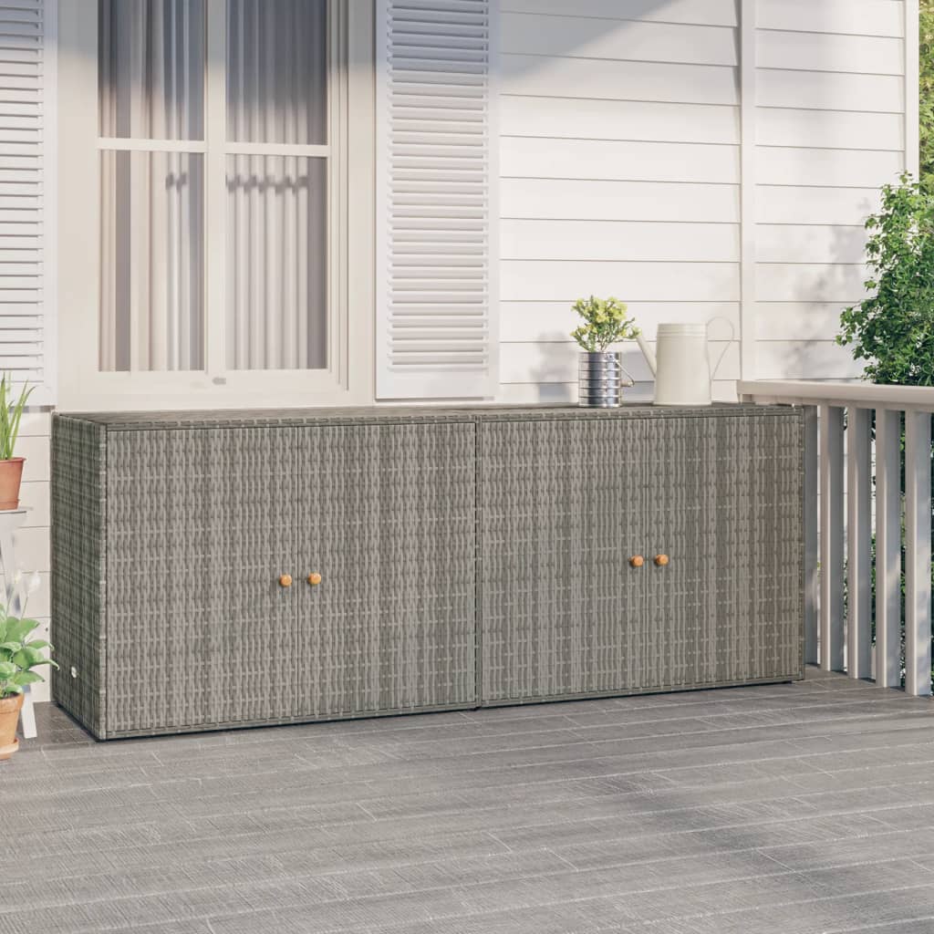 vidaXL Garden Storage Cabinet Grey 198x55.5x80 cm Poly Rattan 1