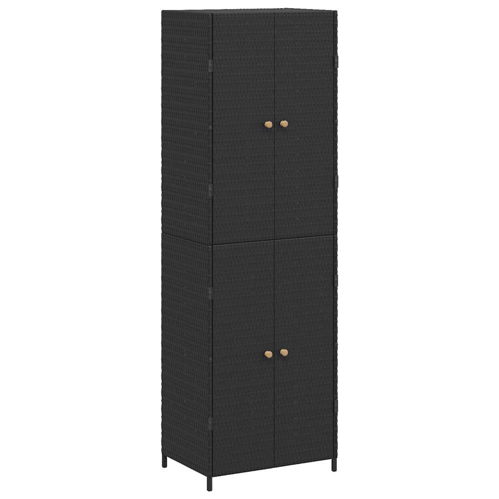 vidaXL Garden Storage Cabinet Black 59x40x180 cm Poly Rattan 2
