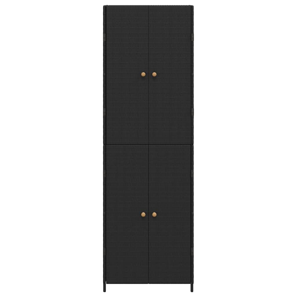 vidaXL Garden Storage Cabinet Black 59x40x180 cm Poly Rattan 5