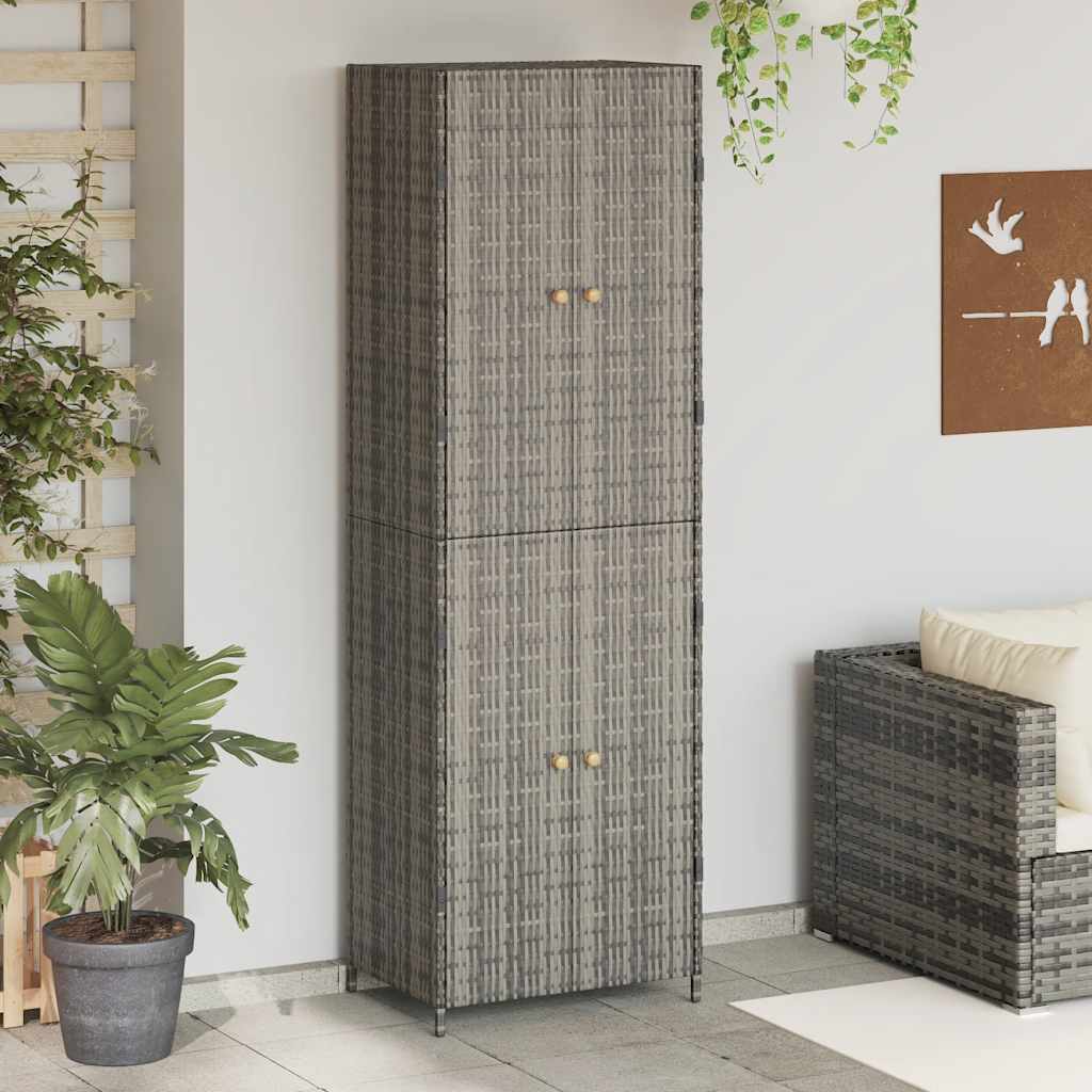 Garden Storage Cabinet 59x40x180 cm Poly Rattan Grey