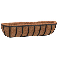 vidaXL Wall Troughs 2 pcs with Coco Liners Black 61x19x16 cm Steel 3