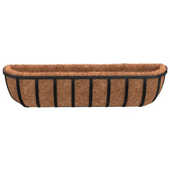 vidaXL Wall Troughs 2 pcs with Coco Liners Black 61x19x16 cm Steel 4