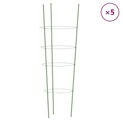 vidaXL Garden Plant Supports with 4 Rings 5 pcs Green 90 cm Steel 2