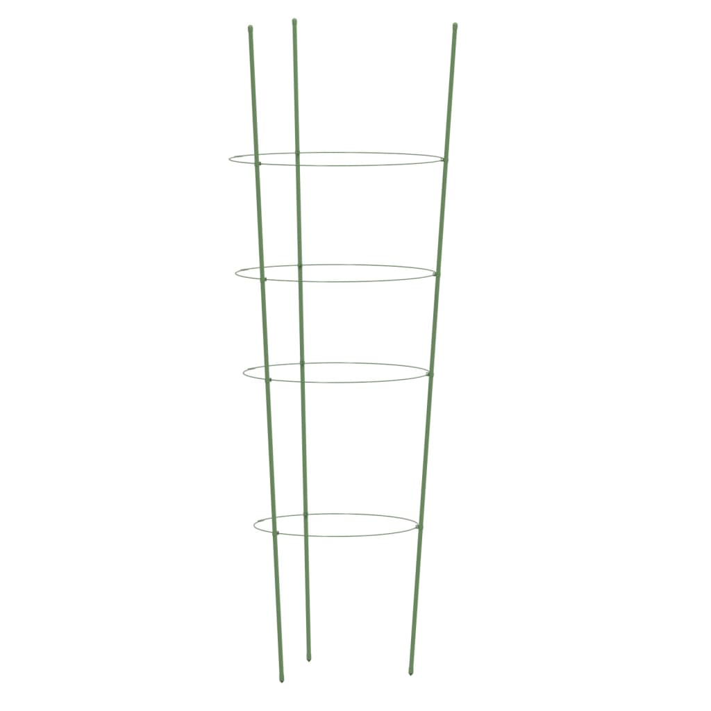 vidaXL Garden Plant Supports with 4 Rings 5 pcs Green 90 cm Steel 4