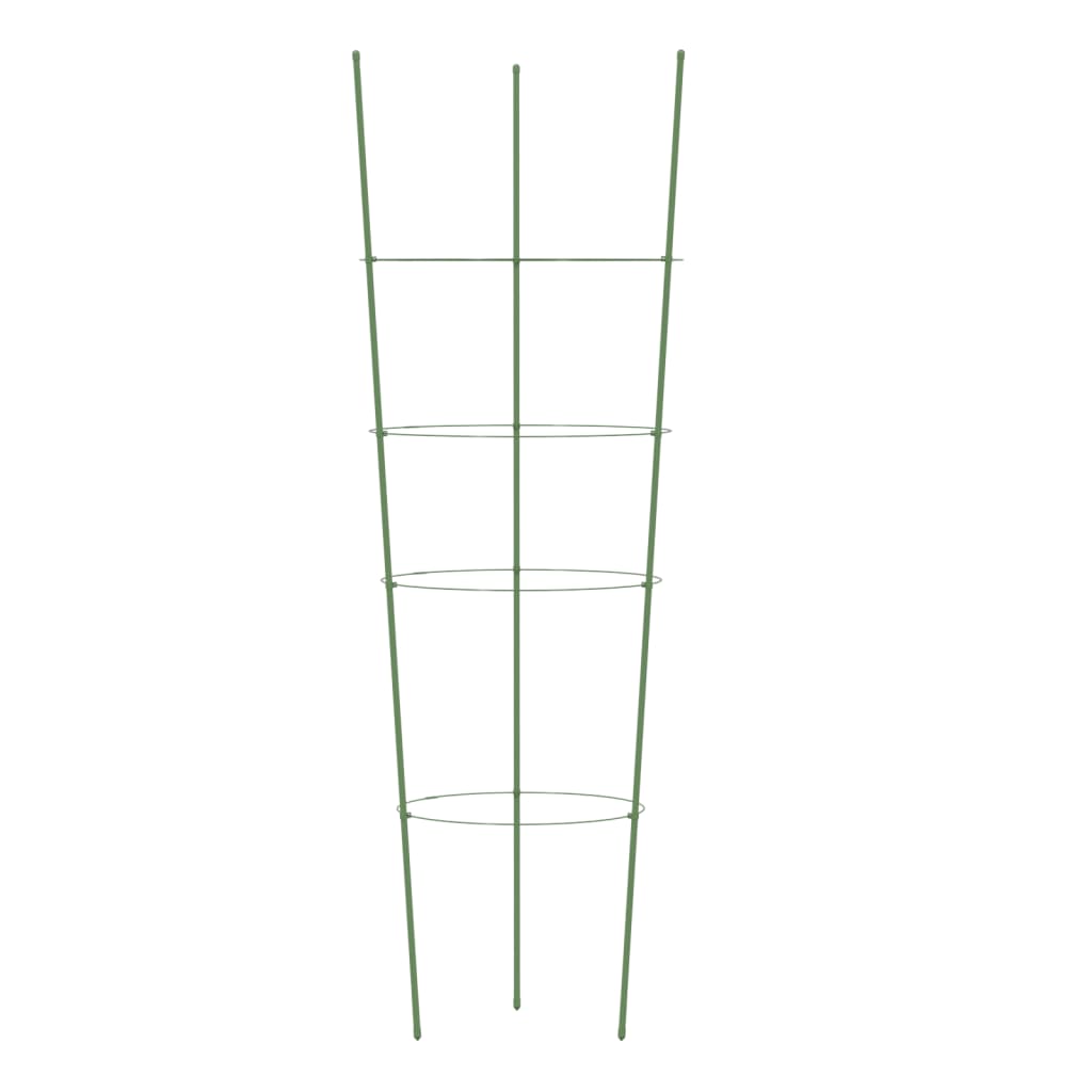 vidaXL Garden Plant Supports with 4 Rings 5 pcs Green 90 cm Steel 5