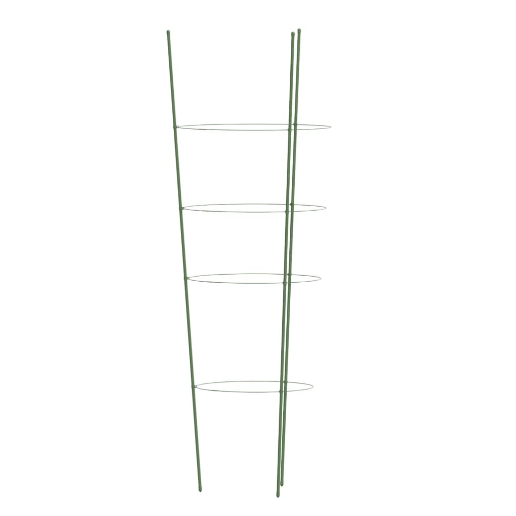 vidaXL Garden Plant Supports with 4 Rings 5 pcs Green 90 cm Steel 6