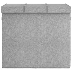 vidaXL Foldable Laundry Hamper Grey 64,5x34,5x59 cm Faux Linen Fabric 3