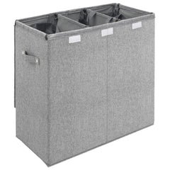 vidaXL Foldable Laundry Hamper Grey 64,5x34,5x59 cm Faux Linen Fabric 4