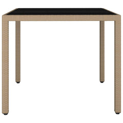 vidaXL Garden Table with Glass Top Beige Poly Rattan&Tempered Glass 4