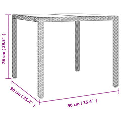 vidaXL Garden Table with Glass Top Beige Poly Rattan&Tempered Glass 6
