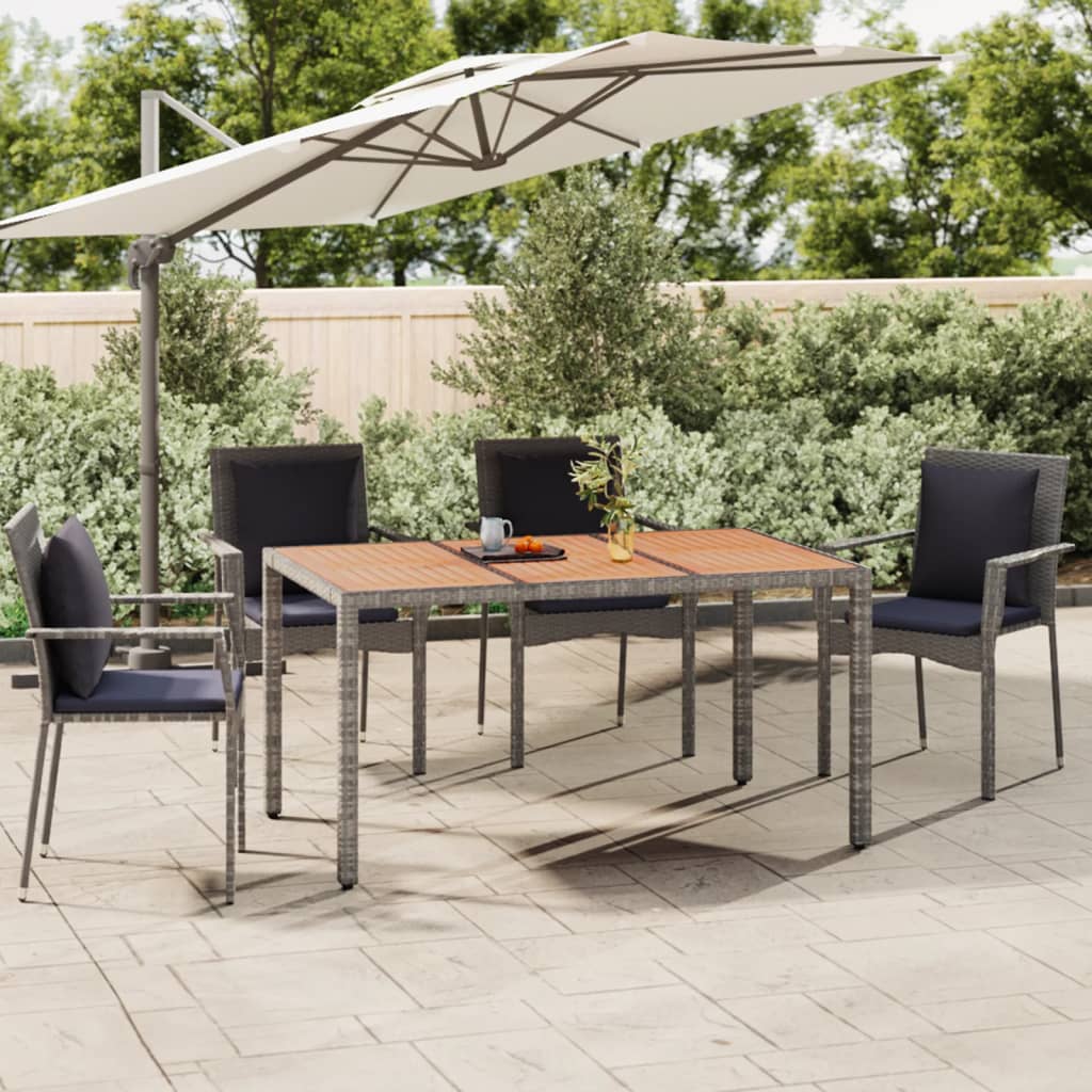 Garden Table with Wooden Top Solid Acacia Wood Grey 150 x 90 x 75 cm