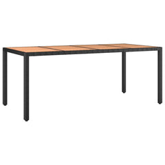 Garden Table with Wooden Top Solid Acacia Wood Black 190 x 90 x 75 cm