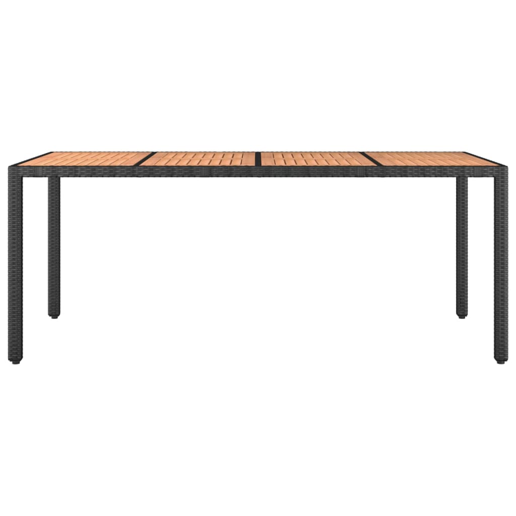 Garden Table with Wooden Top Solid Acacia Wood Black 190 x 90 x 75 cm