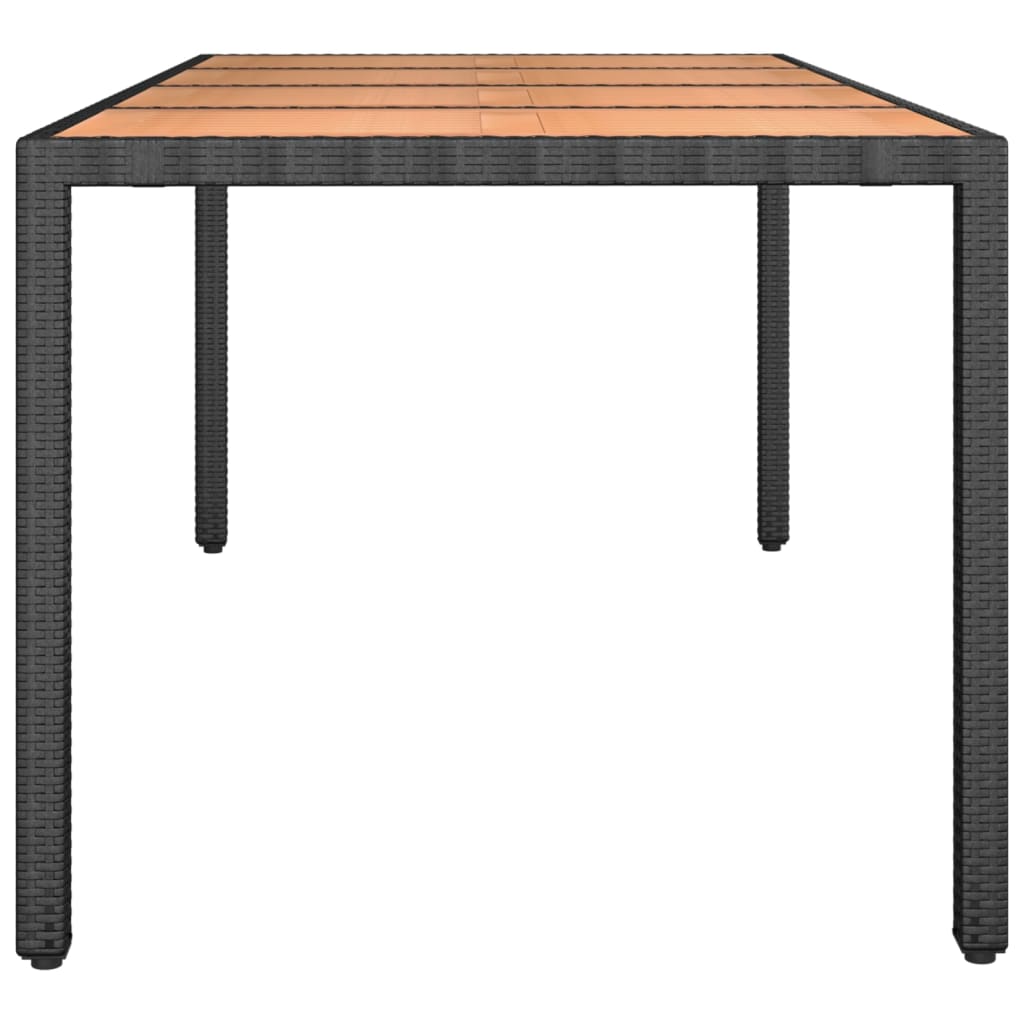Garden Table with Wooden Top Solid Acacia Wood Black 190 x 90 x 75 cm