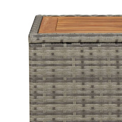 vidaXL Tea Table with Wooden Top Grey Poly Rattan&Solid Wood Acacia 5