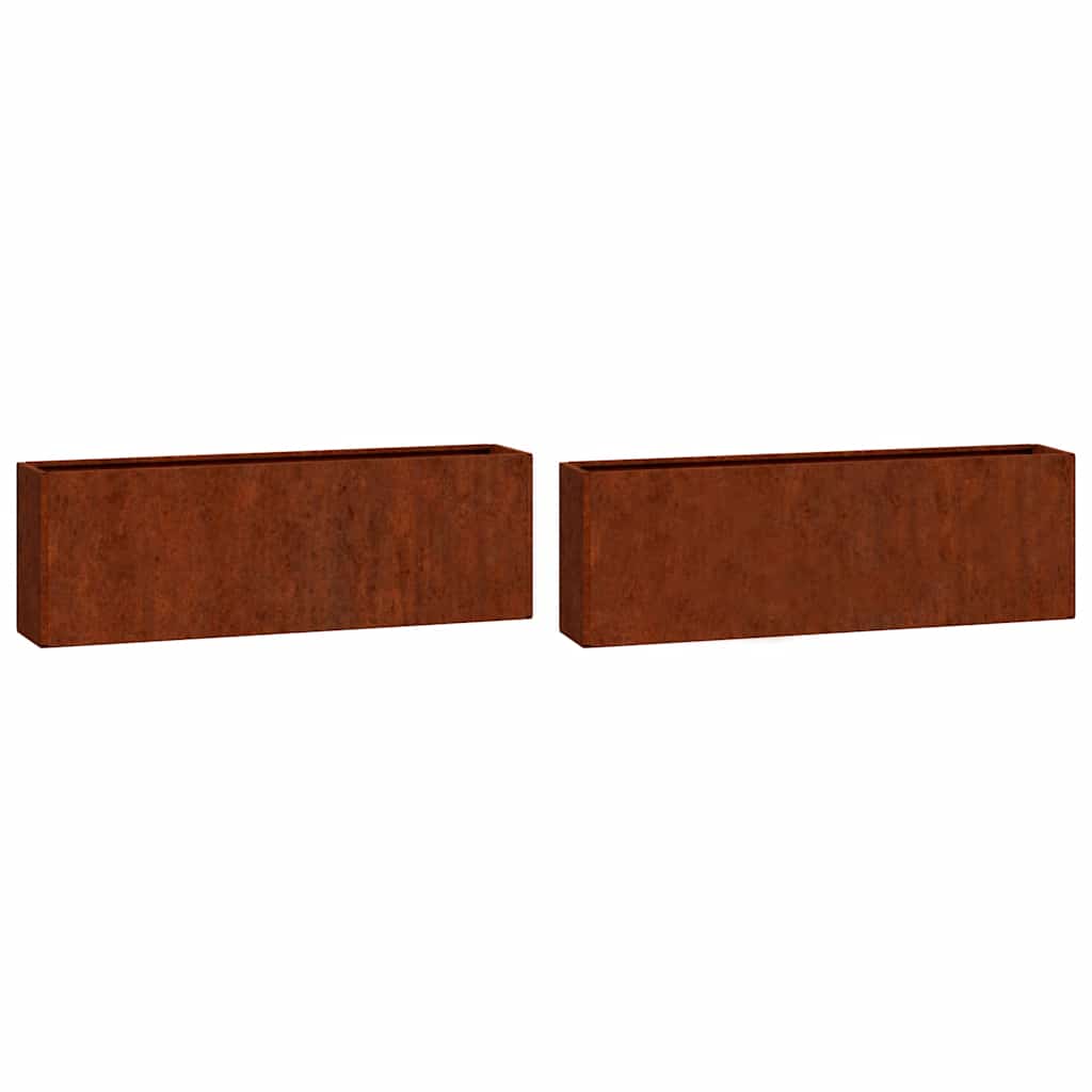 vidaXL Wall Planters 2 pcs Rusty Corten Steel 53x10x17 cm 2