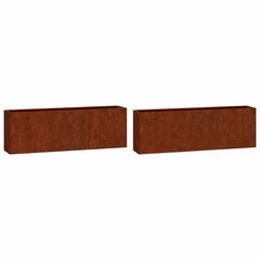 vidaXL Wall Planters 2 pcs Rusty Corten Steel 53x10x17 cm 2