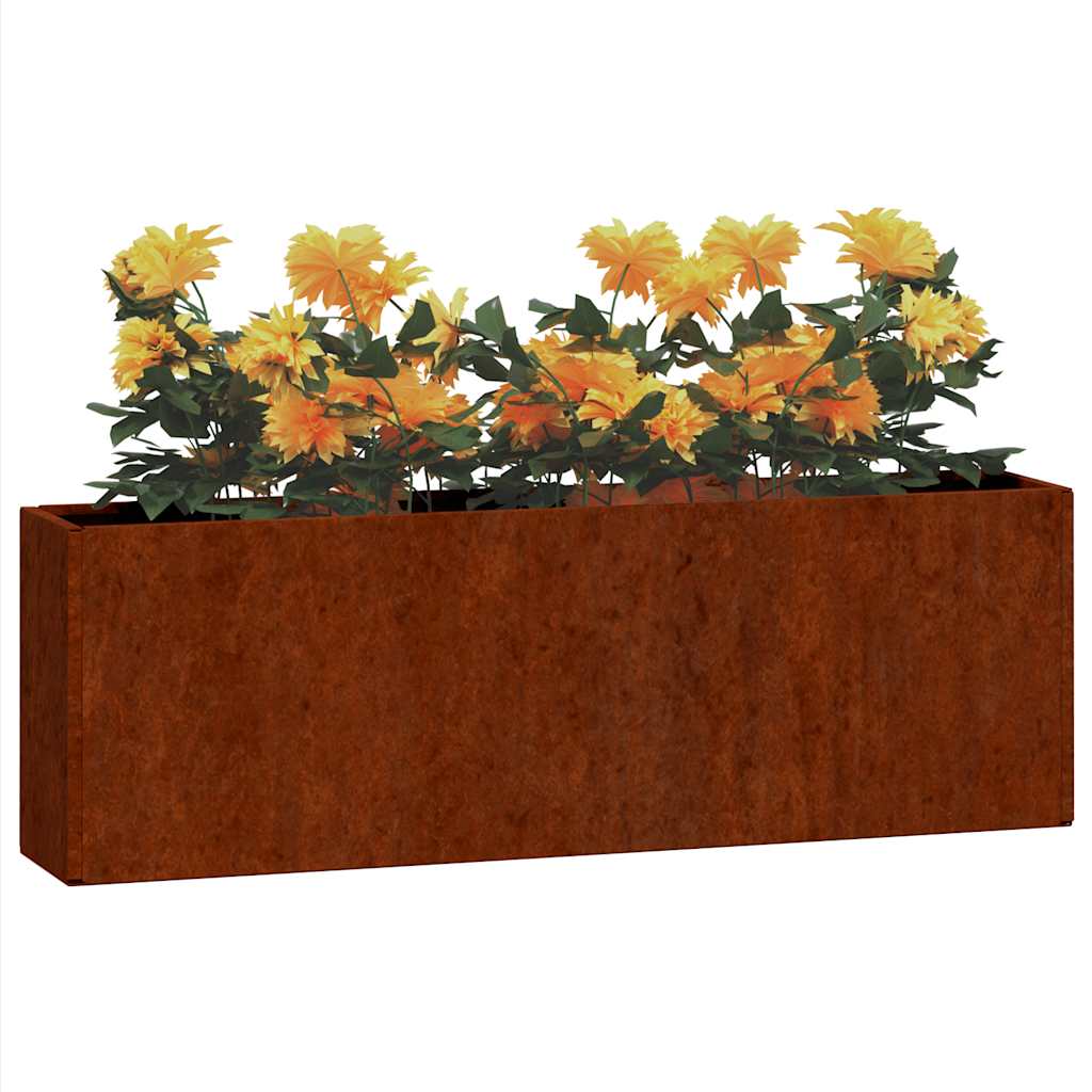 vidaXL Wall Planters 2 pcs Rusty Corten Steel 53x10x17 cm 3