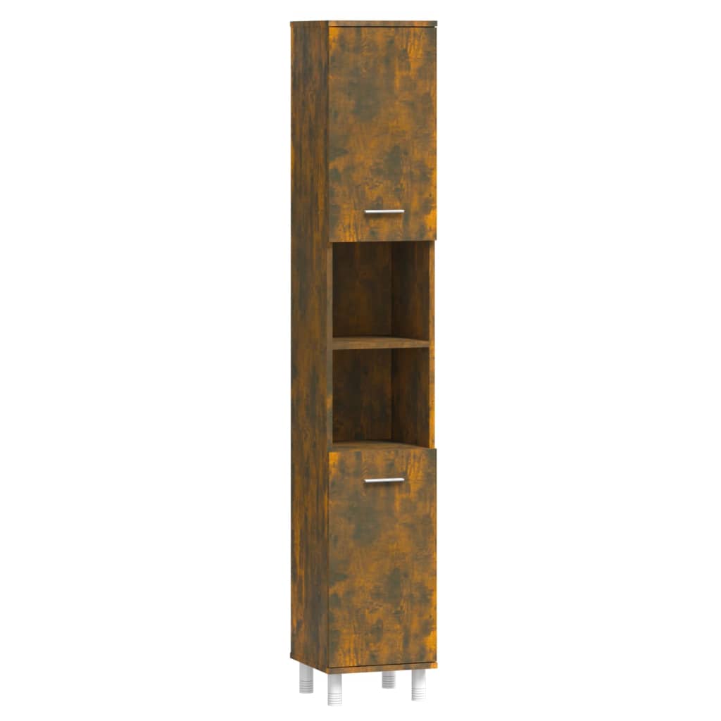 vidaXL Bathroom Cabinet Smoked Oak 30x30x179 cm Engineered Wood 2
