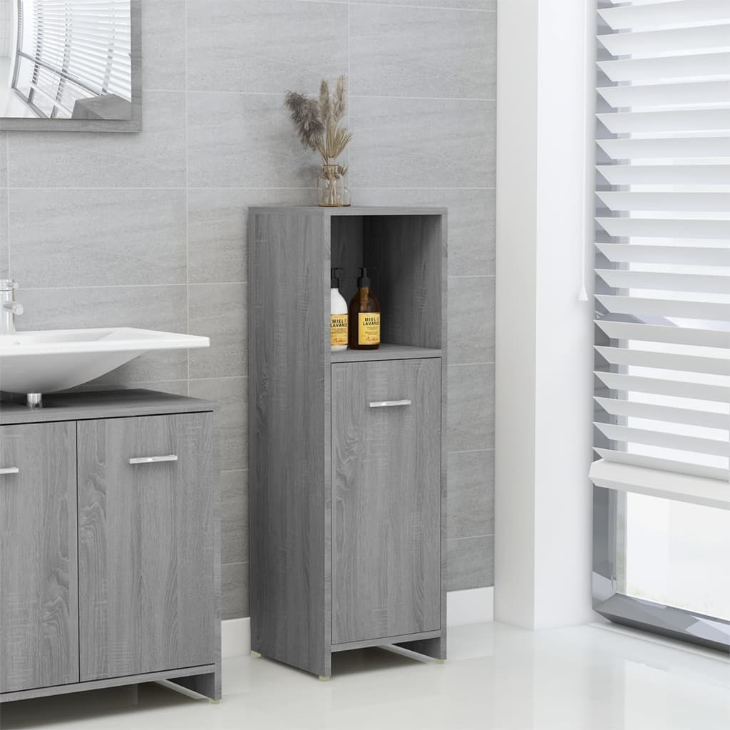 vidaXL Bathroom Cabinet Grey Sonoma 30x30x95 cm Engineered Wood 4