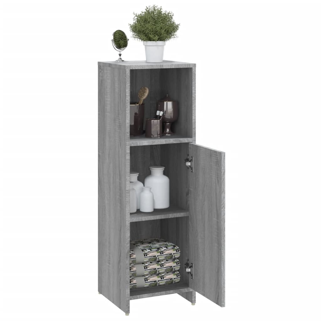 vidaXL Bathroom Cabinet Grey Sonoma 30x30x95 cm Engineered Wood 5