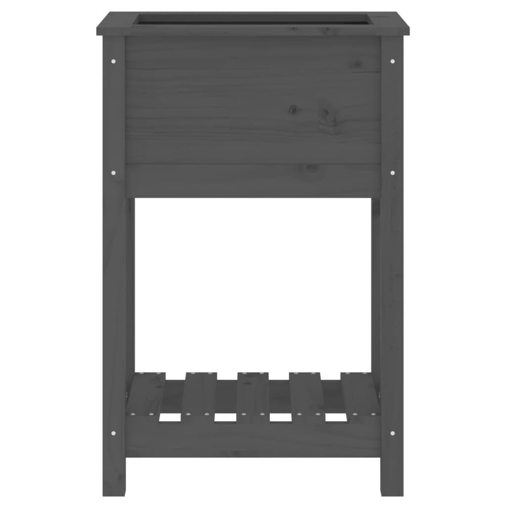 vidaXL Planter with Shelf Grey 54x34.5x81 cm Solid Wood Pine 5