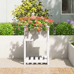vidaXL Planter with Shelf White 54x54x81 cm Solid Wood Pine 3