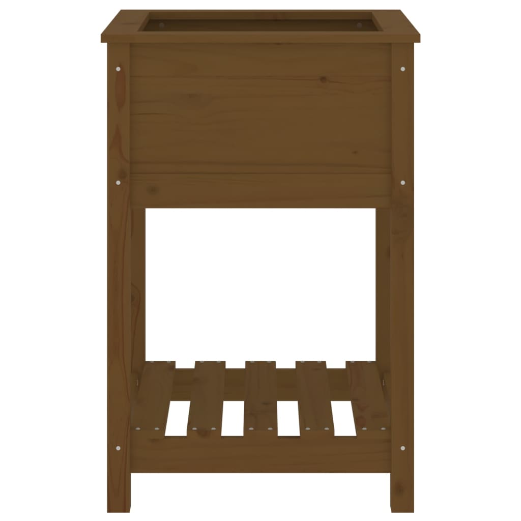 vidaXL Planter with Shelf Honey Brown 54x54x81 cm Solid Wood Pine 5