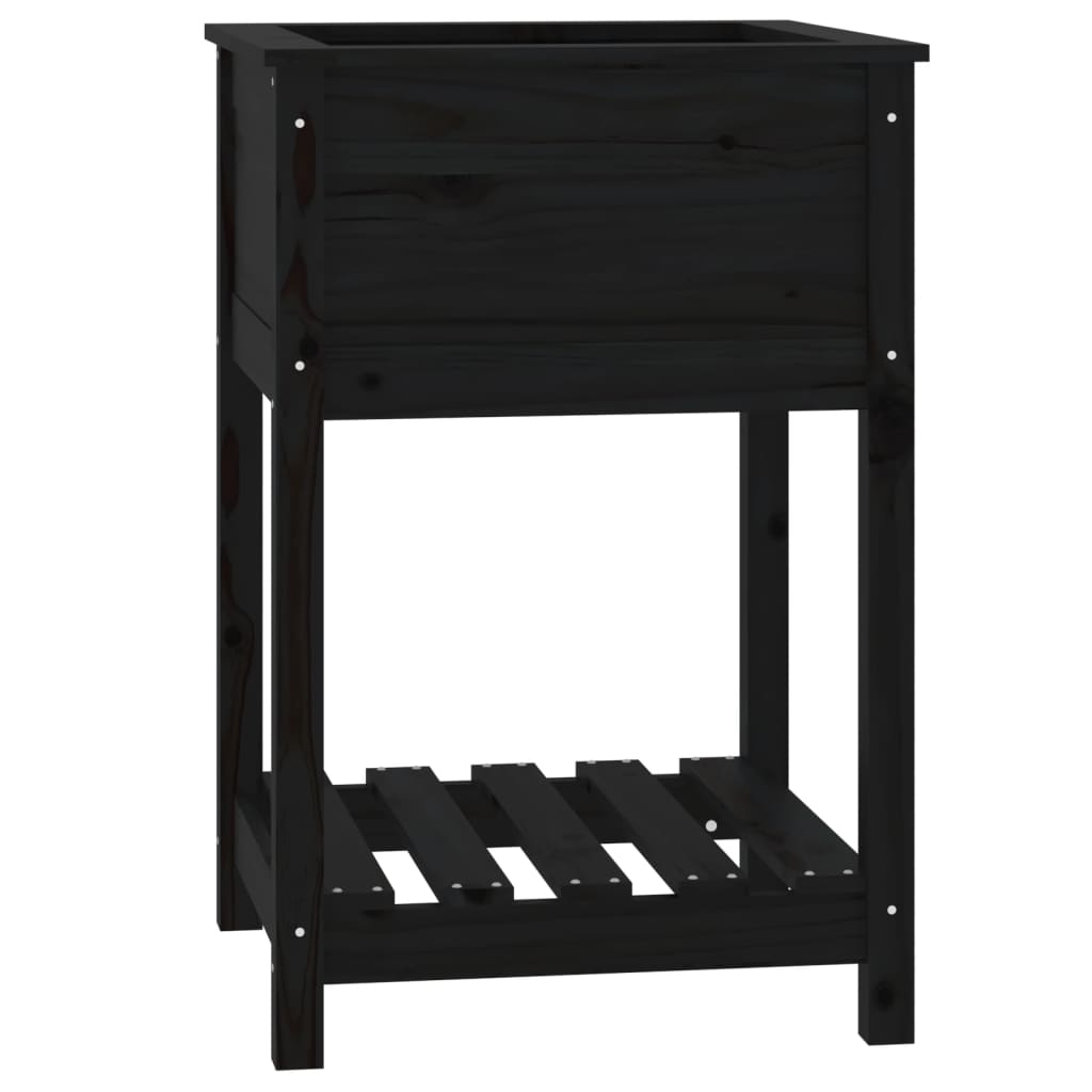 vidaXL Planter with Shelf Black 54x54x81 cm Solid Wood Pine 2