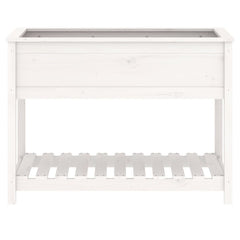 vidaXL Planter with Shelf White 111.5x54x81 cm Solid Wood Pine 5