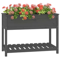 vidaXL Planter with Shelf Grey 111.5x54x81 cm Solid Wood Pine 4