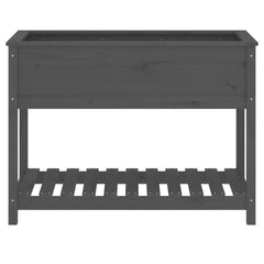 vidaXL Planter with Shelf Grey 111.5x54x81 cm Solid Wood Pine 5