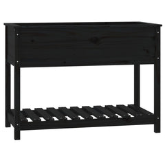 vidaXL Planter with Shelf Black 111.5x54x81 cm Solid Wood Pine 2