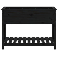 vidaXL Planter with Shelf Black 111.5x54x81 cm Solid Wood Pine 5