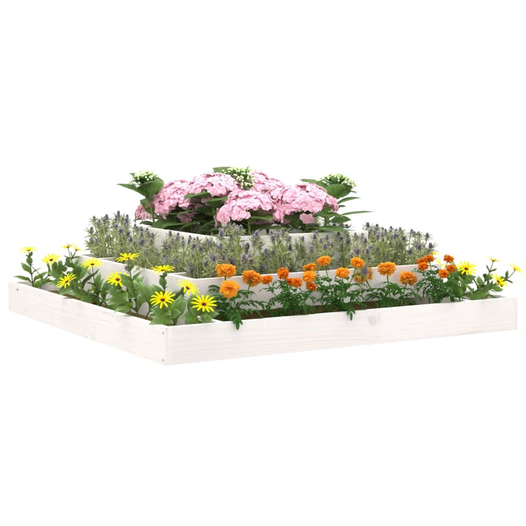 vidaXL Planter White 110x110x27 cm Solid Wood Pine 3