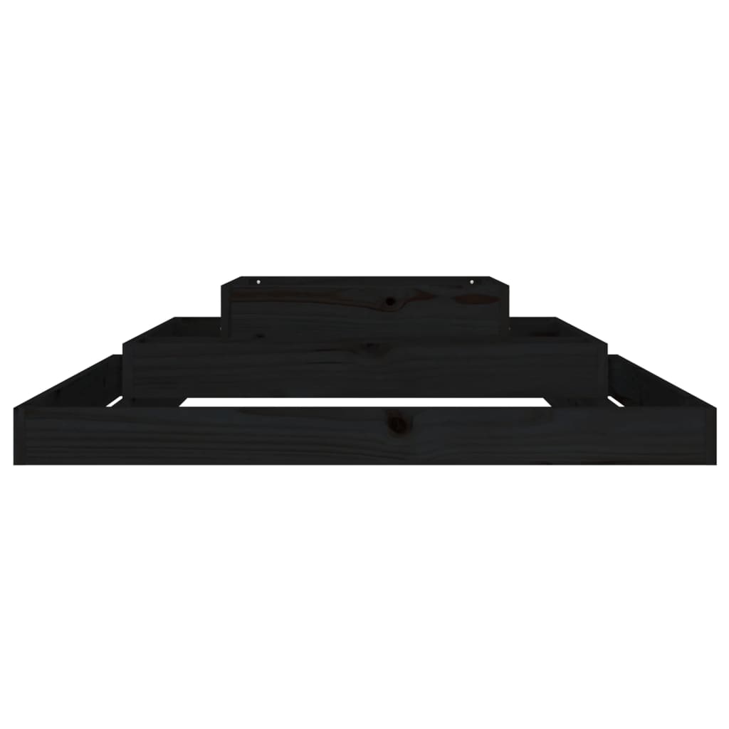 vidaXL Planter Black 110x110x27 cm Solid Wood Pine 4