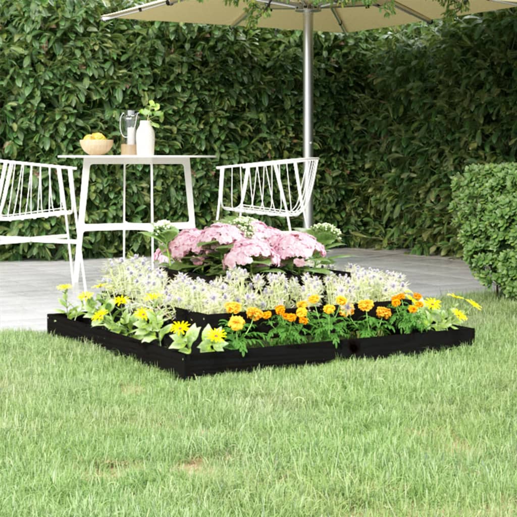 vidaXL Planter Black 110x110x27 cm Solid Wood Pine 1