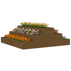 vidaXL Planter Honey Brown 80x80x27 cm Solid Wood Pine 3