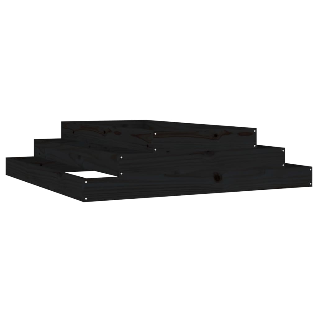 vidaXL Planter Black 110x110x27 cm Solid Wood Pine 2