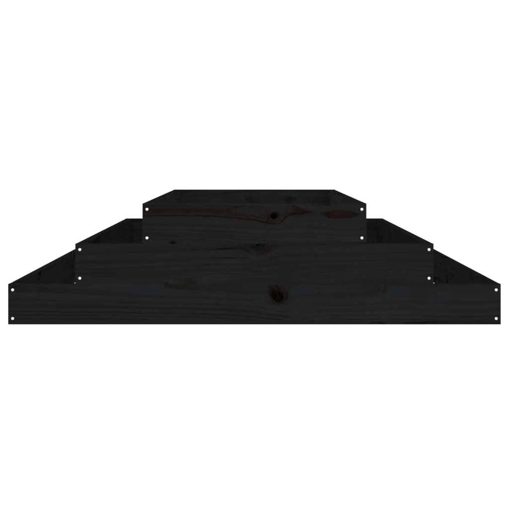 vidaXL Planter Black 110x110x27 cm Solid Wood Pine 4