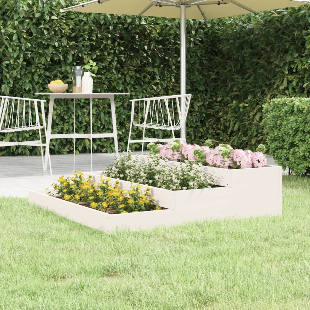 vidaXL Planter White 107x107x27 cm Solid Wood Pine 1