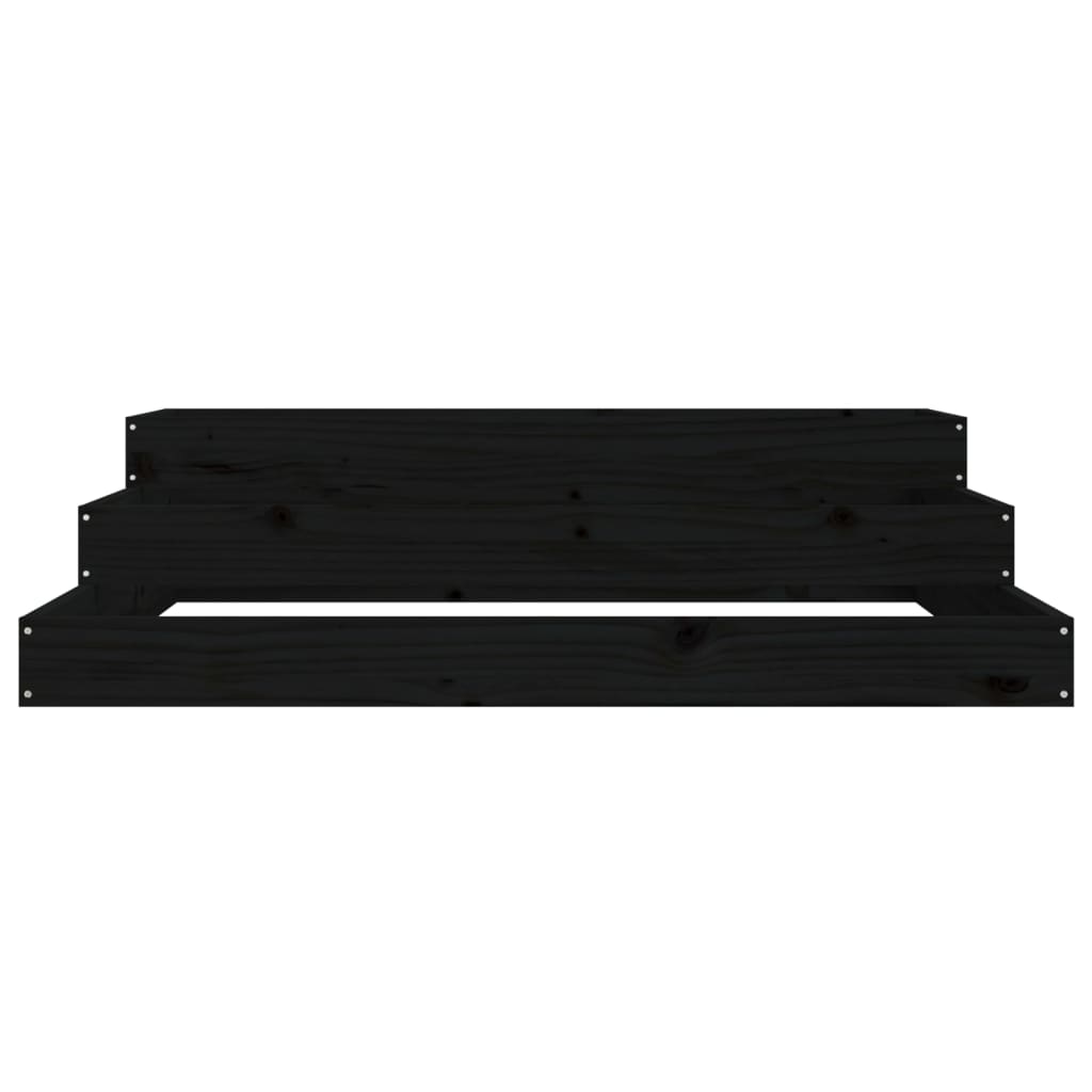 vidaXL Planter Black 107x107x27 cm Solid Wood Pine 4