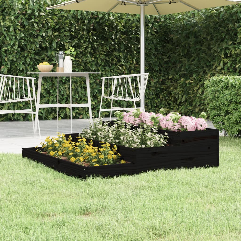 vidaXL Planter Black 107x107x27 cm Solid Wood Pine 1
