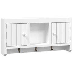 vidaXL Key Cabinet White 40x8.5x20 cm Engineered Wood&Steel 2